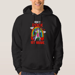 Ready To Rock 1st Grade Dabbing Unicorn Back To Sc Hoodie