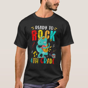 Ready To Rock 4th Grade rex Playing Guitar T-Shirt