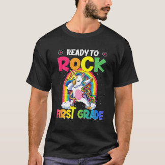 Ready To Rock First Grade Dabbing Unicorn Back To T-Shirt