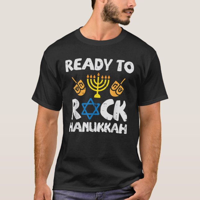 Ready To Rock Hanukkah Toddler Boys Pajamas Chanuk T-Shirt (Front)