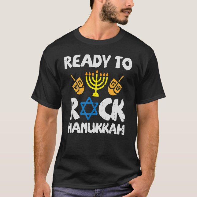 Ready To Rock Hanukkah Toddler Boys Pyjamas Chanuk T-Shirt (Front)