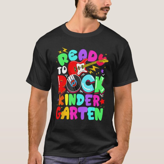 Ready To Rock Kindergarten First Day Of School Boy T-Shirt (Front)