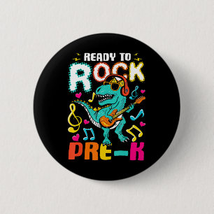 Ready To Rock PreK Dinosaur Back To School Boys Ki 6 Cm Round Badge