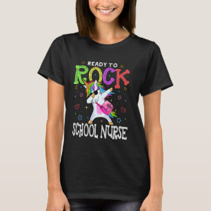Ready To Rock School Nurse Dabbing Unicorn Back To T-Shirt