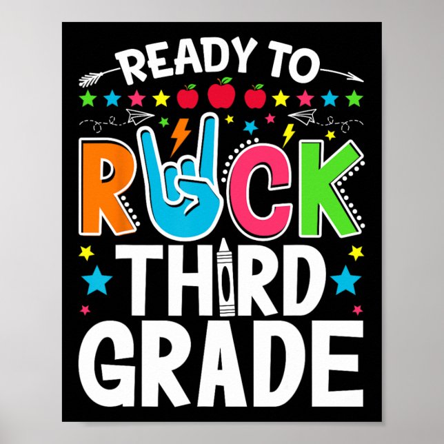 Ready To Rock Third Grade Funny First Day Back To  Poster (Front)