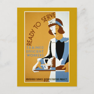 Ready to Serve Vintage WPA Poster Postcard
