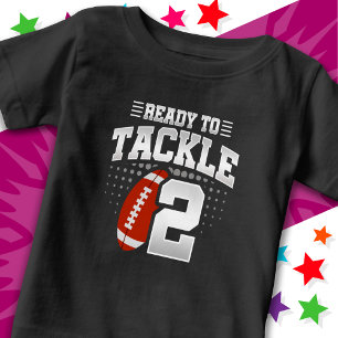 Ready To Tackle 2 Football Party 2nd Birthday Baby T-Shirt