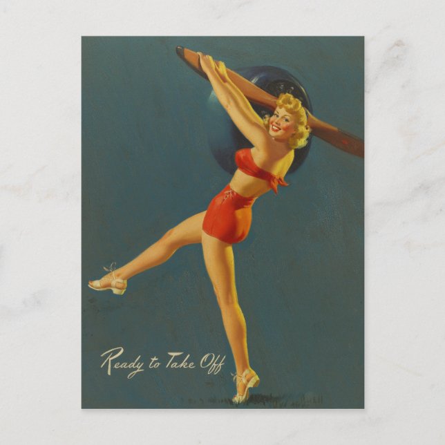 Ready to Take Off PinUp Postcard (Front)