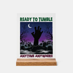 Ready Tumble Zombie Hand Halloween Graveyard Moon_ Acrylic Sign