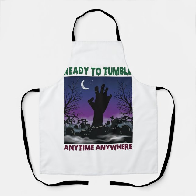 Ready Tumble Zombie Hand Halloween Graveyard Moon_ Apron (Front)