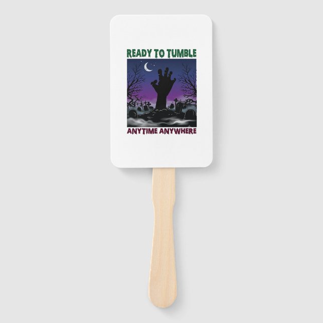 Ready Tumble Zombie Hand Halloween Graveyard Moon_ Fan (Front)