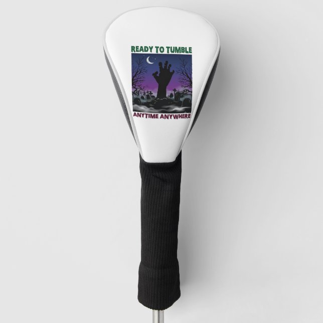 Ready Tumble Zombie Hand Halloween Graveyard Moon_ Golf Head Cover (Front)