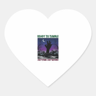 Ready Tumble Zombie Hand Halloween Graveyard Moon_ Heart Sticker