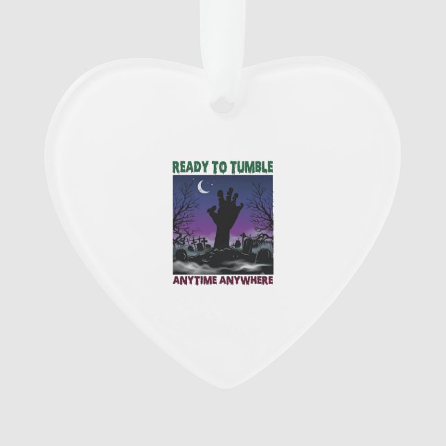 Ready Tumble Zombie Hand Halloween Graveyard Moon_ Ornament (Front)