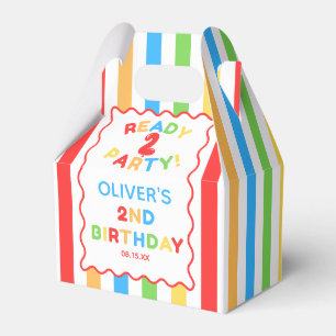 Ready Two Party 2nd Birthday Fun Colourful Favour Box