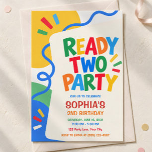 Ready Two Party 2nd Birthday Invitation 