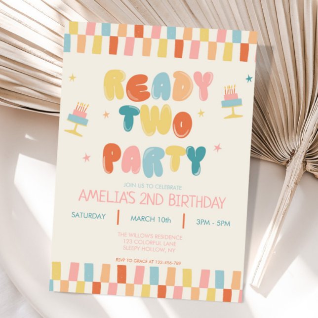 Ready Two Party 2nd Birthday Invitation Colourful (Creator Uploaded)