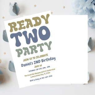 Ready Two Party, Boy Second Birthday Party Invitation
