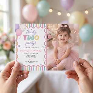 Ready Two Party Girl 2nd Birthday Invitation Photo