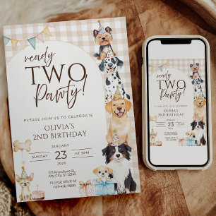 Ready TWO Pawty Birthday Invitation Puppy