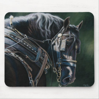 Ready & Willing Black Percheron Draft Horse Mouse Mat