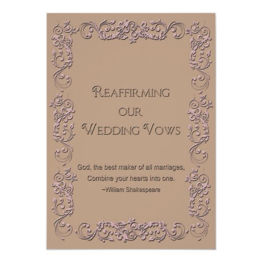 Reaffirmation of Vows - Beige - Rose Faux Embossed Card