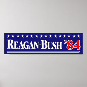 Reagan Bush 84 Bumper Sticker Poster