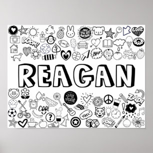 'REAGAN' Colour-it-Yourself Outline Design Poster
