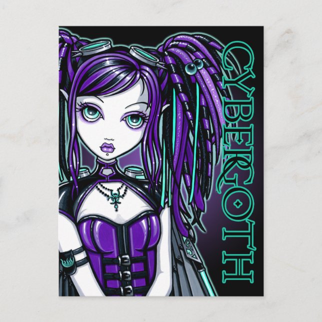 Reagan Cyber Goth Radioactive Fairy Art Postcard (Front)