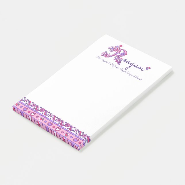 Reagan personalised R name meaning post it notes (Angled)