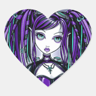 "Reagan" Purple Cyber Goth Fairy Stickers