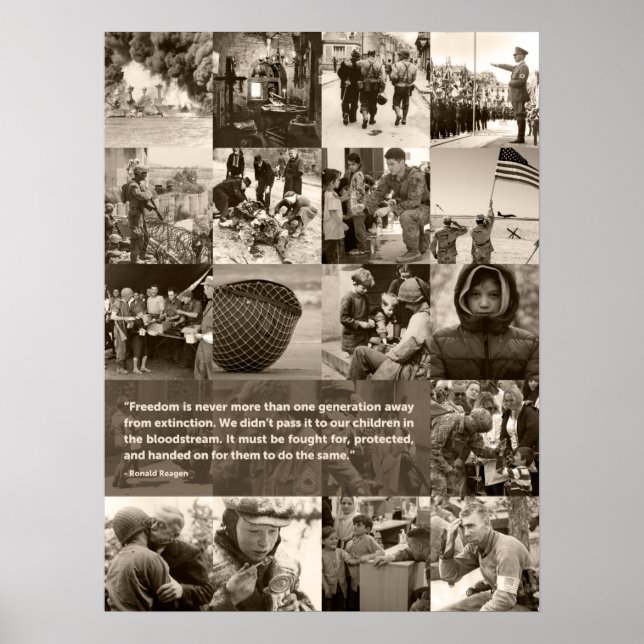 Reagan's Famous Freedom quote. Curated Images. Poster (Front)