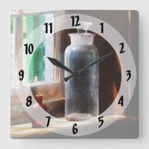 Reagent Bottle and Small Brown Bottle Square Wall Clock