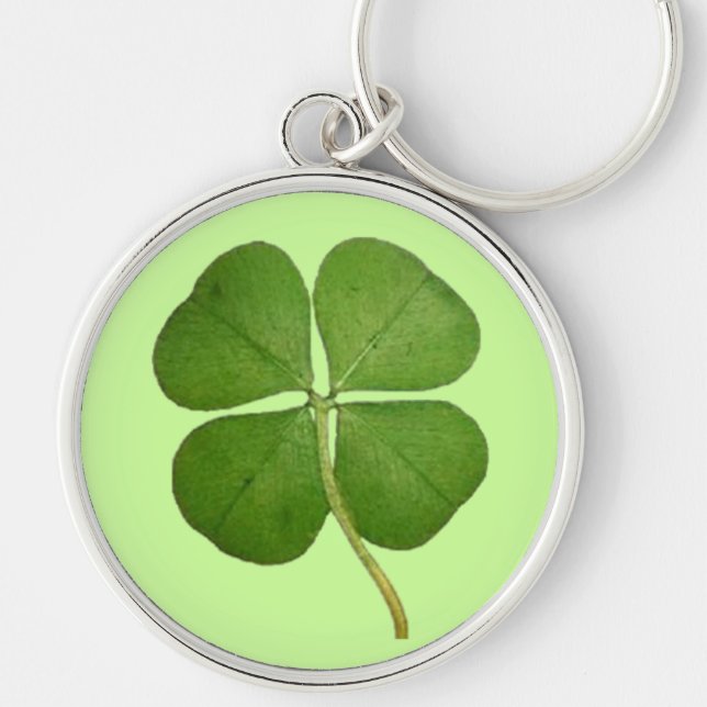 Real 4 Leaf Clover Shamrock Key Ring (Front)
