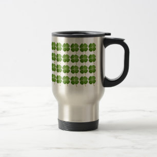 Real 4 Leaf Clover Shamrock Travel Mug