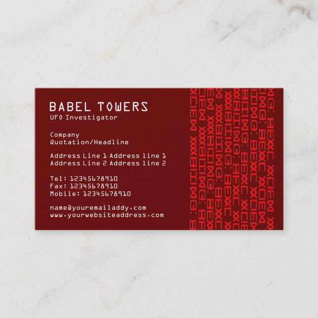 Real Alien Writing - Brown Business Card (Front)