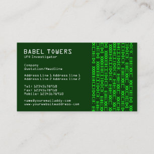 Real Alien Writing- Dark Green 2 Business Card