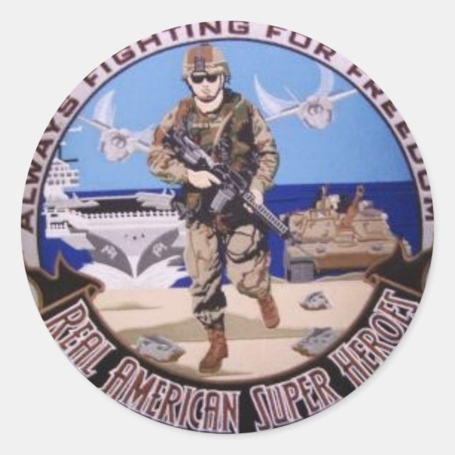 real american hero classic round sticker (Front)