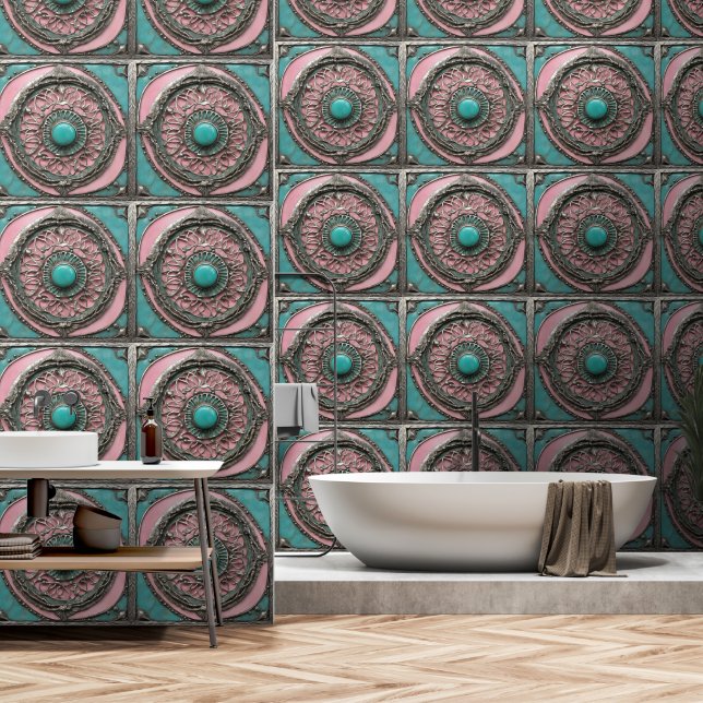 Real and pink Abstract Rhapsody Wallpaper (Bathroom)