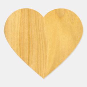 Real Aspen Veneer Woodgrain Heart Sticker