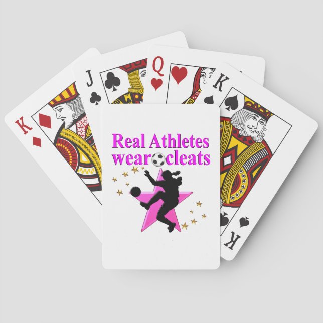 REAL ATHLETES PLAY SOCCER DESIGN PLAYING CARDS (Back)
