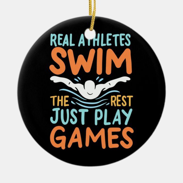 Real Athletes Swim Ceramic Tree Decoration (Front)