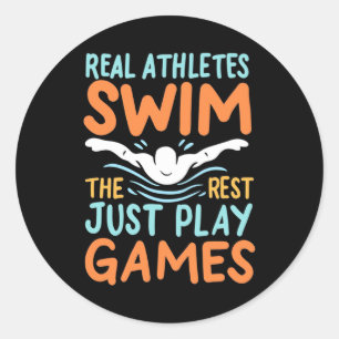 Real Athletes Swim Classic Round Sticker