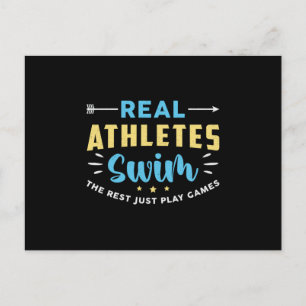 Real Athletes Swim Swimming Swimmer Swim Funny Postcard