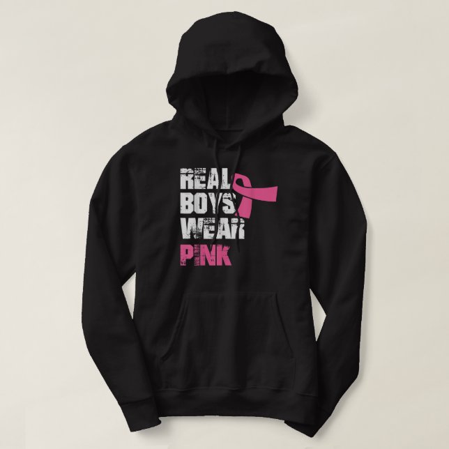 Real boys wear pink breast cancer Awareness pink r Hoodie (Design Front)