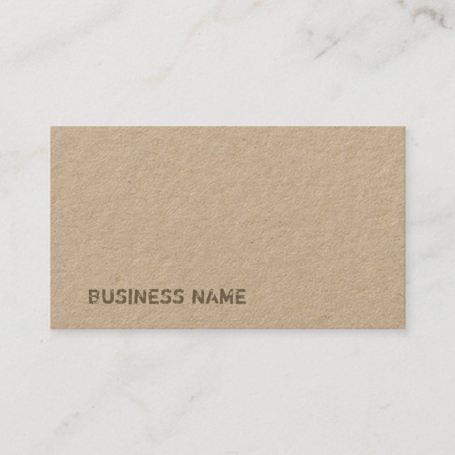 Real Brown Kraft Paper Template Distressed Text Business Card (Front)