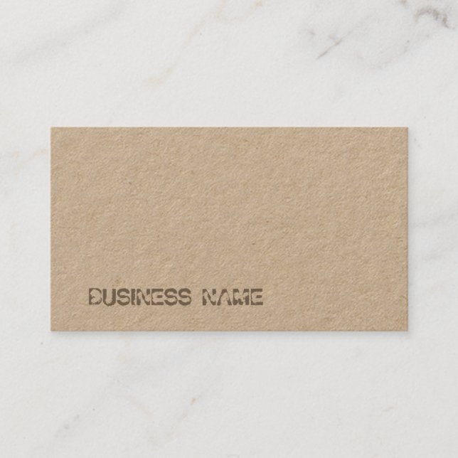 Real Brown Kraft Paper Template Distressed Text Business Card (Front)