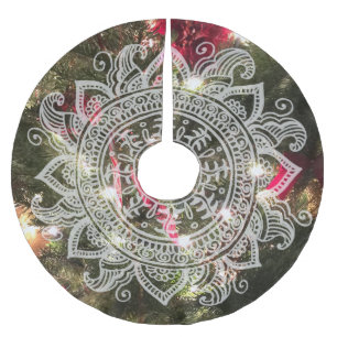 Real Christmas Tree Doily Mandala Snowflake Lace  Brushed Polyester Tree Skirt