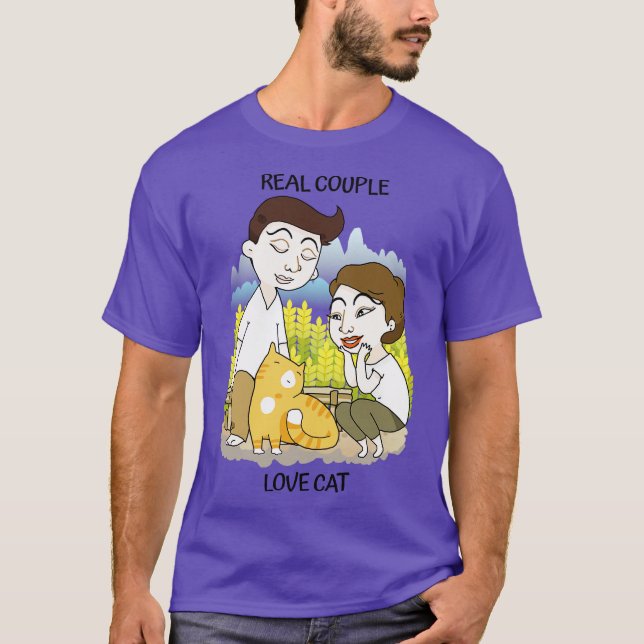 Real Couple Love Cat T-Shirt (Front)