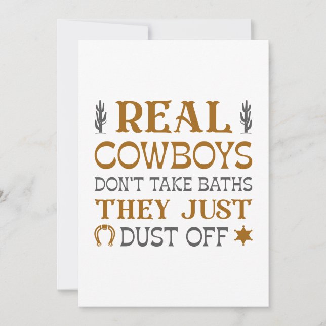 Real Cowboys Don’t Take Baths They Just Dust Off Thank You Card (Front)